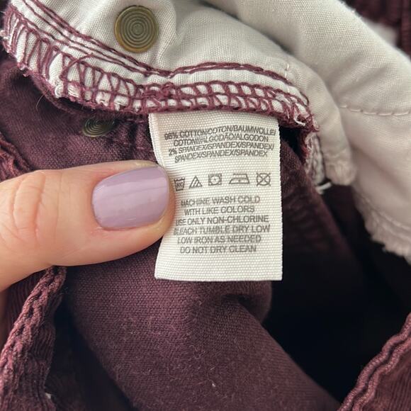 Free People straight leg pants women’s size 28 waist maroon corduroy minimalist - Picture 5 of 6
